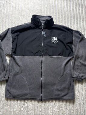 USA Olympics Rings Full Zip Jacket Black/Gray Team USA Olympic Games Outerwear